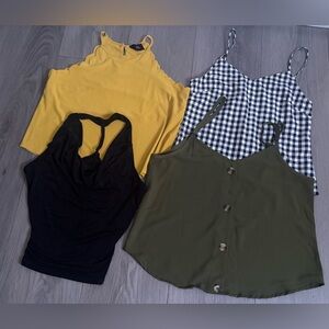 Stylish Women's Tops Set - Yellow, Black, Green, Checkered